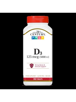 21st Century Vitamin D3 125mcg (5000IU) 360 таблетки