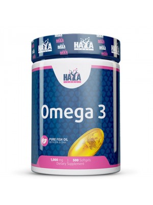 HAYA LABS Omega 3, 1000mg Fish Oil, 500капс - Рибено масло