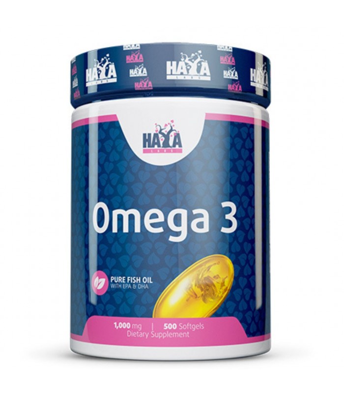 HAYA LABS Omega 3, 1000mg Fish Oil, 500капс - Рибено масло