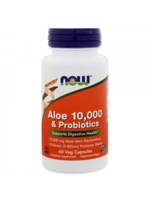 NOW Aloe Vera 10 000 & Probiotics 60капс - за стомаха