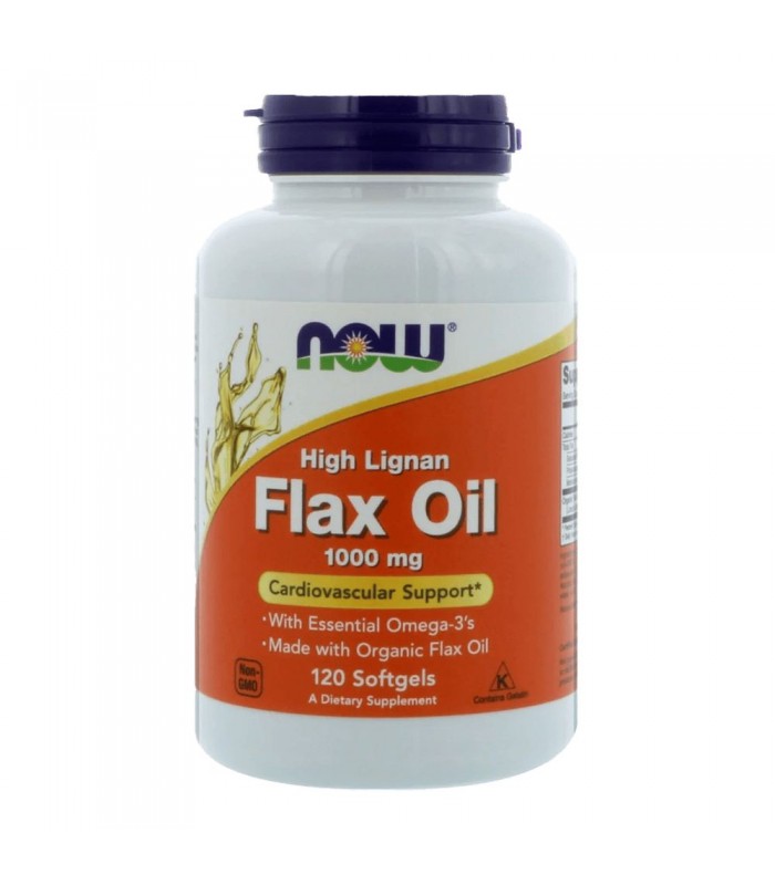 NOW Flax Oil High Lignan,1000мг 120капс - ленено масло