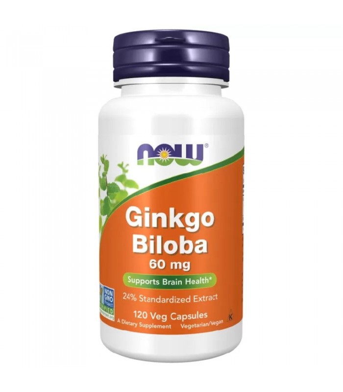 NOW Ginkgo Biloba, 60mg, 120капс - екстракт Гинко Билоба