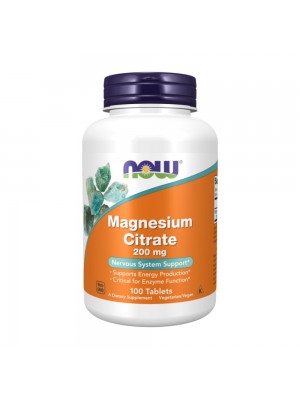 NOW Magnesium Citrate 200мг, 100табл - при магнезиев дефицит