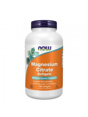 NOW Magnesium Citrate , 400мг, 180 Softgels
