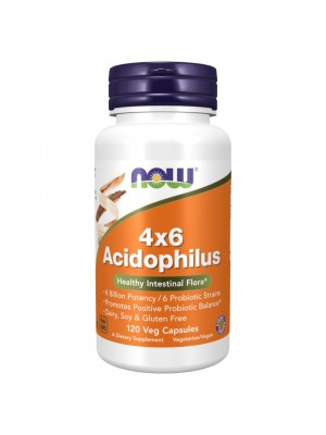 NOW Acidophilus 4x6, 120 капс - пробиотик