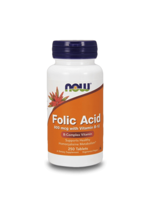 NOW Folic Acid ( витамин B-9 ) с  B12 800mcg 250табл 
