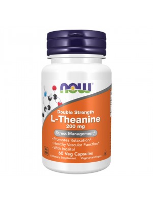 NOW Foods L-Theanine 200 mg / Double Strength 60 капсули