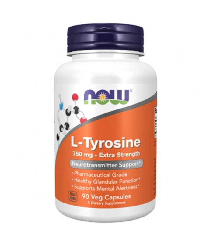 NOW L-Tyrosine Extra Strength 750мг, 90капс - Л-Тирозин