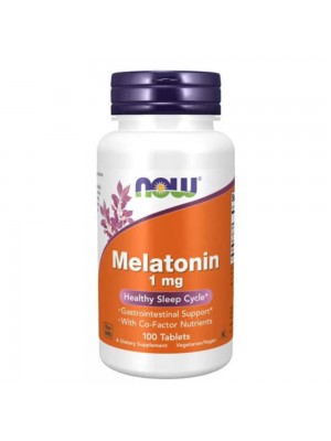 NOW Melatonin 1мг, 100табл + Ниацин, В 6 и магнезий