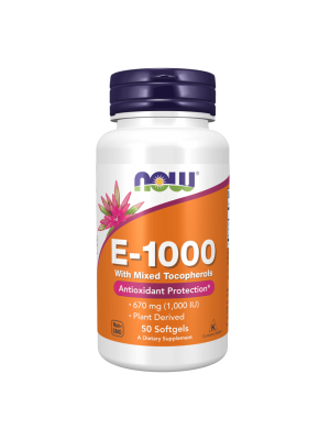 NOW E-1000 Mixed Tocopherols 50 меки капсули - Витамин Е