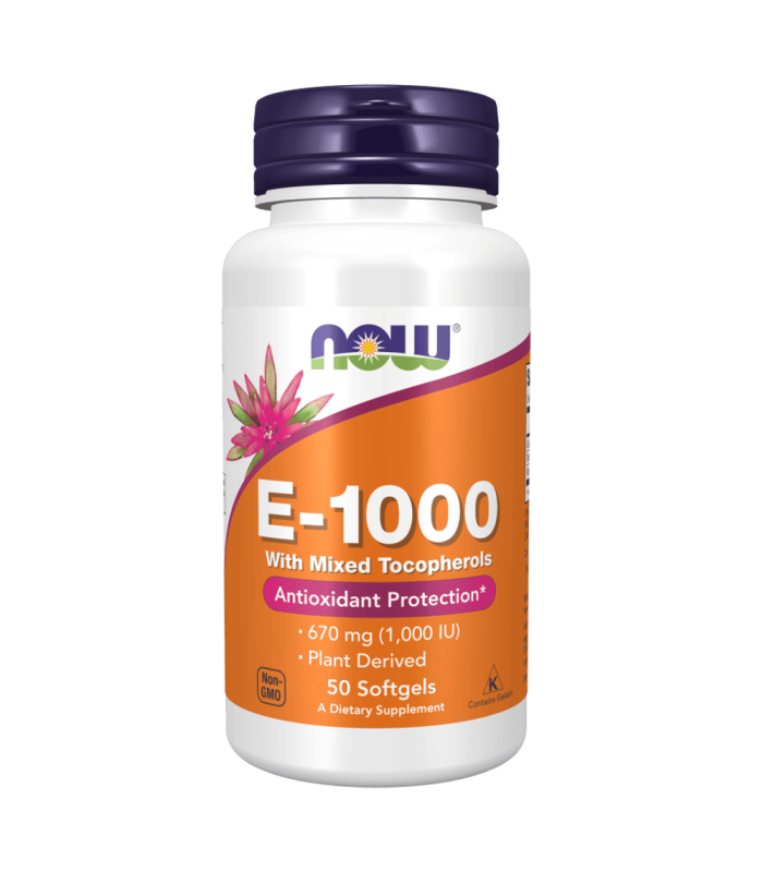 NOW E-1000 Mixed Tocopherols 50 меки капсули - Витамин Е