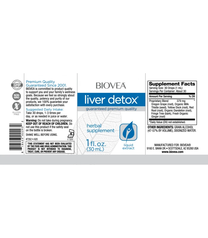 Liver Detox Liquid Drops, BIOVEA, 30мл - капки за черен дроб