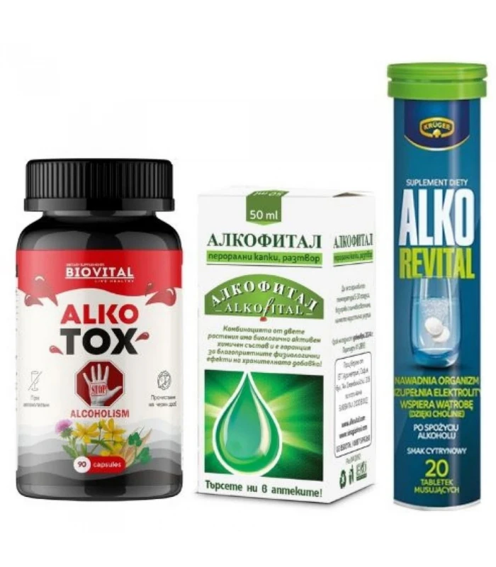 Капсули Алкотокс + капки Алкофитал потискат жаждата към алкохола
