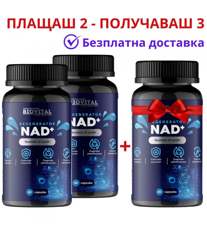 NAD+ 1060мг, 180 капсули - Клетъчно стареене и Енергиен метаболизъм