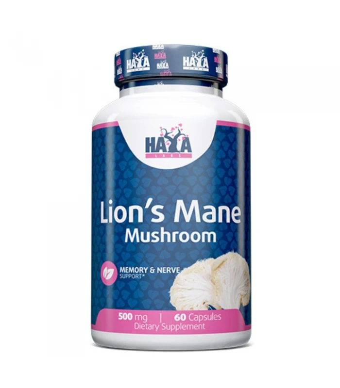 HAYA LABS Lion's Mane Mushroom 500 mg, 60Caps - гъба Лъвска грива