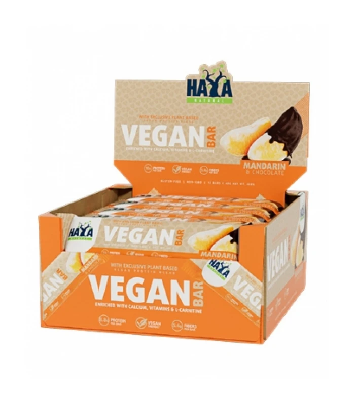 HAYA LABS Vegan Protein Bar Box, 12 x 40 g
