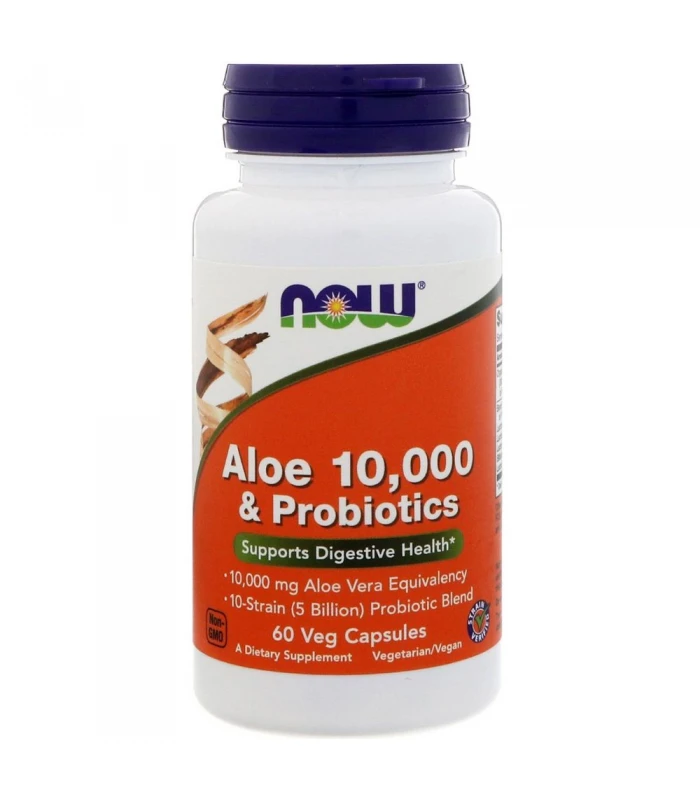 NOW Aloe Vera 10 000 & Probiotics 60капс - за стомаха