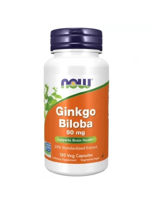 NOW Ginkgo Biloba, 60mg, 120капс - екстракт Гинко Билоба