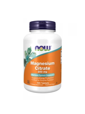 NOW Magnesium Citrate 200мг, 100табл - при магнезиев дефицит