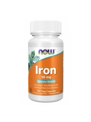 NOW Iron 18mg Ferrochel, 120капс - при дефицит на желязо
