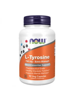 NOW L-Tyrosine Extra Strength 750мг, 90капс - Л-Тирозин