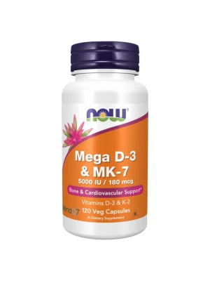 NOW  Mega Vitamin D-3 5000 IU + MK-7 K-2 180 mcg