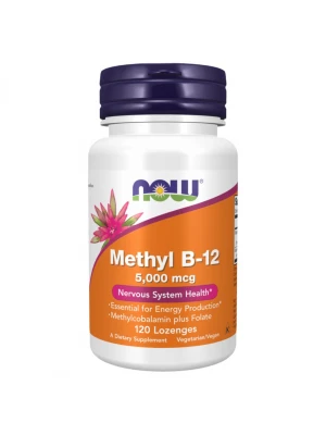 NOW Methyl B-12 5000 mcg - Folic Acid Quatrefolic® 120 таблетки