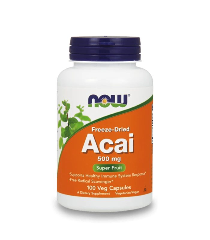 NOW Acai 500 мг 100 капсули - Акай бери