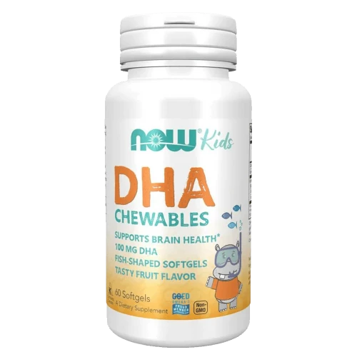 NOW Kids Chewable DHA 60 дъвчащи капсули - Омега-3 за деца