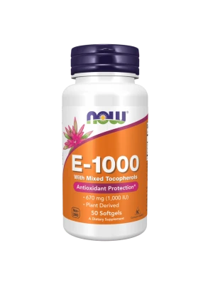 NOW E-1000 Mixed Tocopherols 50 меки капсули - Витамин Е