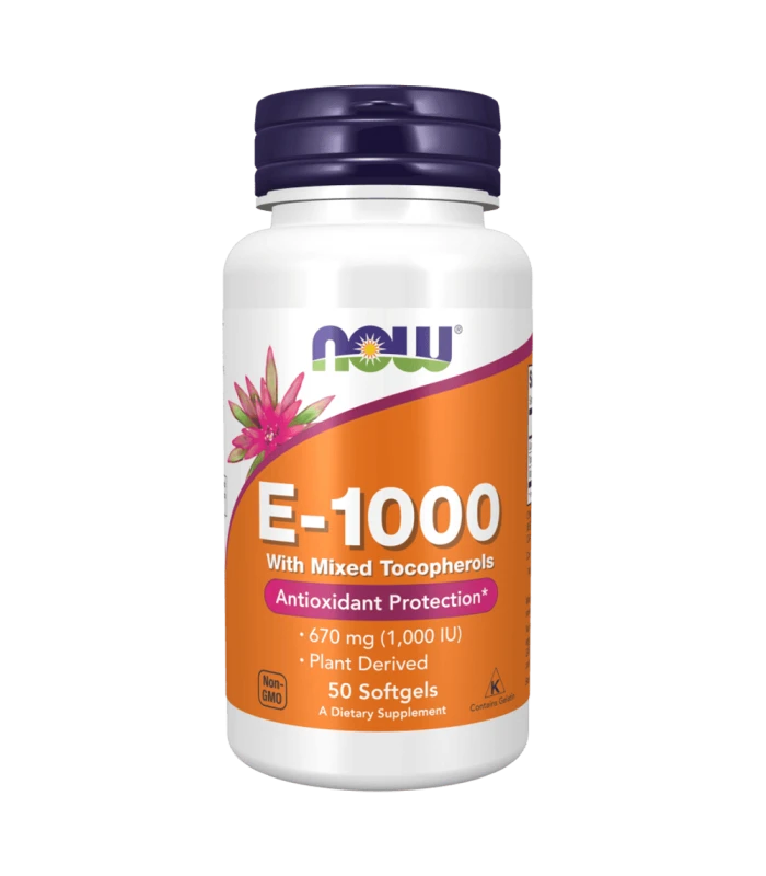 NOW E-1000 Mixed Tocopherols 50 меки капсули - Витамин Е